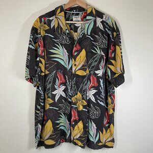 Hurley Hawaiian Shirt Men’s 2XL Aloha Tropical Floral Button Up Camp Loop Collar
